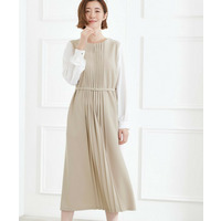 【手洗いOK】フロントプリーツ袖コンシャスワンピース