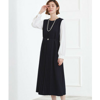 【手洗いOK】フロントプリーツ袖コンシャスワンピース