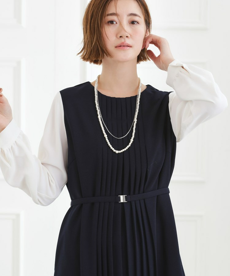 【手洗いOK】フロントプリーツ袖コンシャスワンピース10