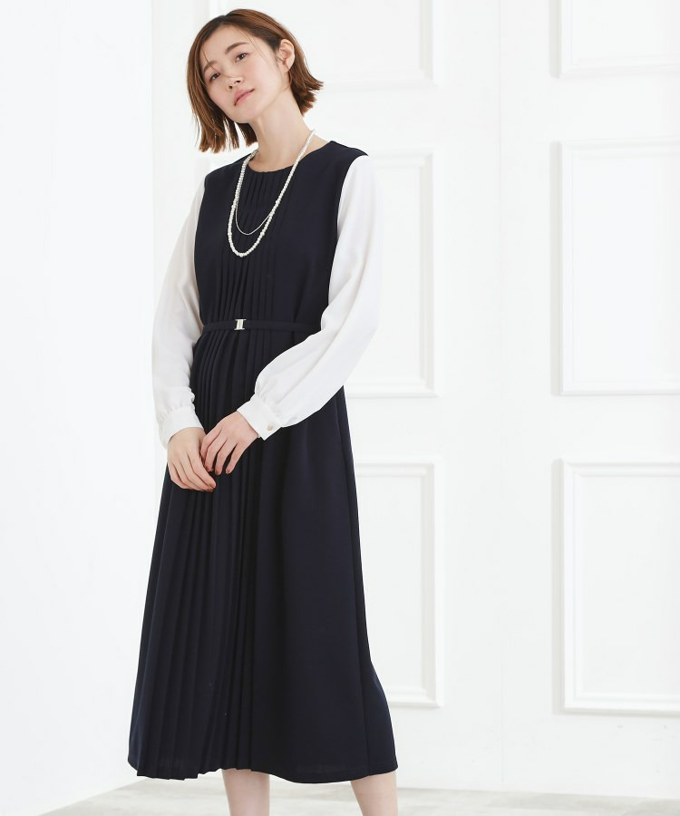 【手洗いOK】フロントプリーツ袖コンシャスワンピース11