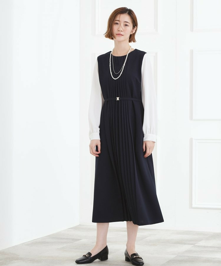 【手洗いOK】フロントプリーツ袖コンシャスワンピース12