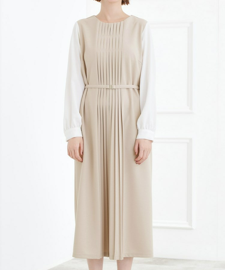 【手洗いOK】フロントプリーツ袖コンシャスワンピース14