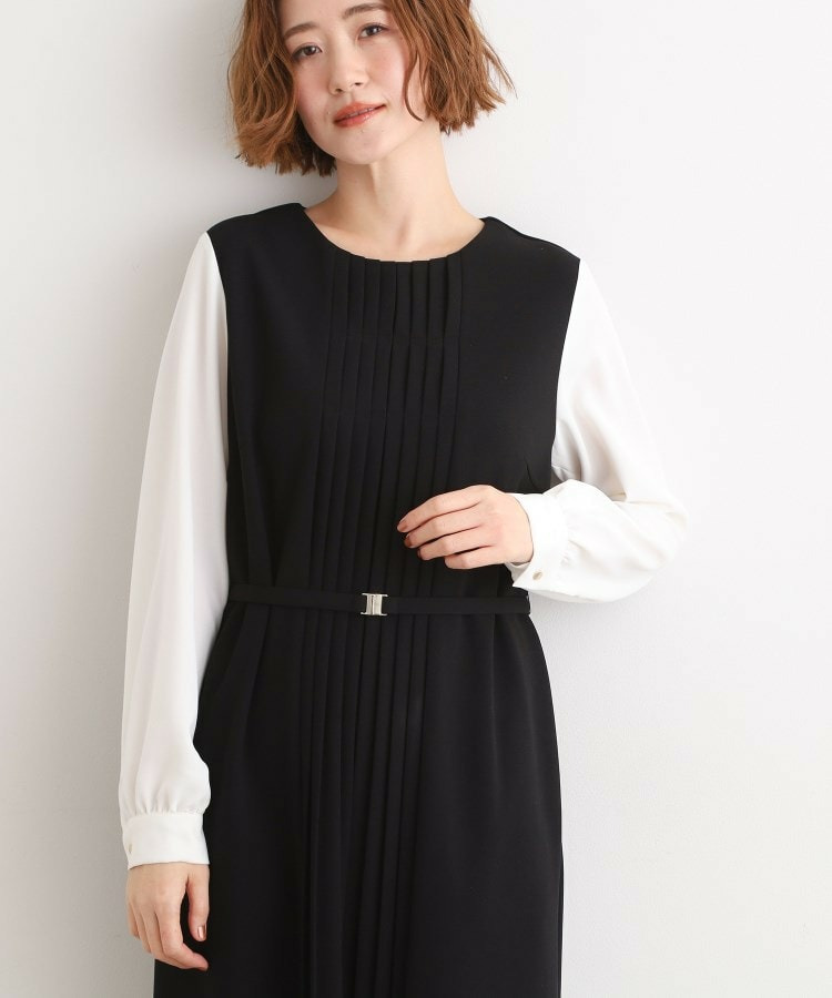【手洗いOK】フロントプリーツ袖コンシャスワンピース2