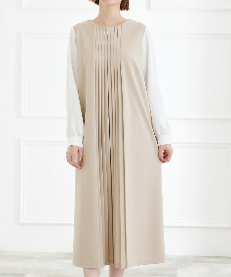 【手洗いOK】フロントプリーツ袖コンシャスワンピース25