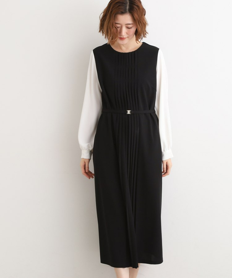 【手洗いOK】フロントプリーツ袖コンシャスワンピース3