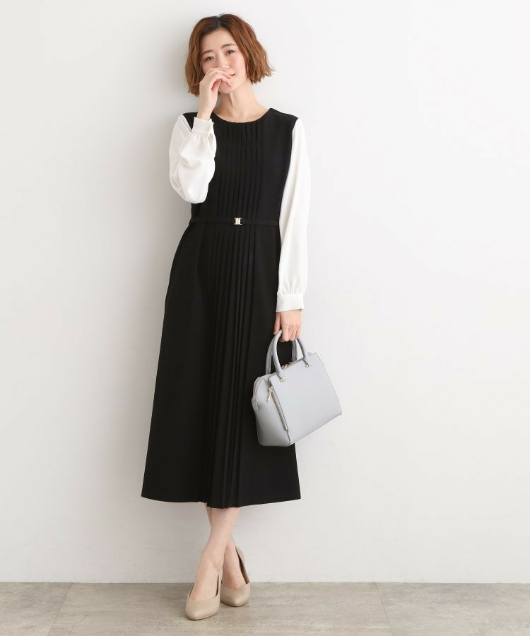 【手洗いOK】フロントプリーツ袖コンシャスワンピース4
