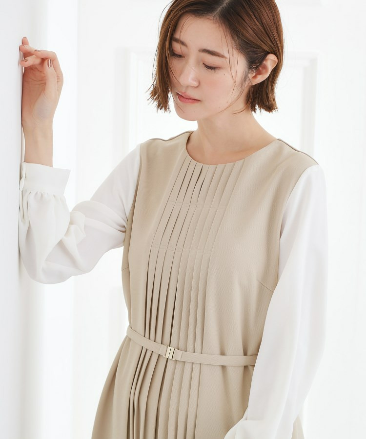 【手洗いOK】フロントプリーツ袖コンシャスワンピース6