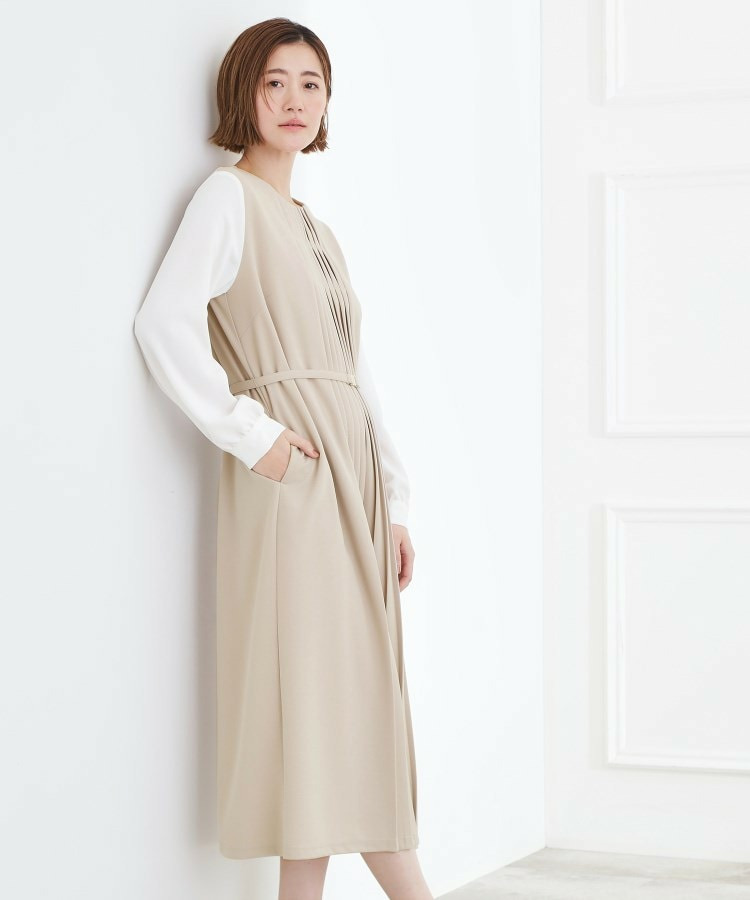 【手洗いOK】フロントプリーツ袖コンシャスワンピース7