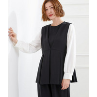 【マシンウォッシュ/防シワ】袖ドッキングペプラムブラウス【着回しカセット】