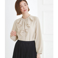 【手洗いOK】フロントラッフルフリルブラウス