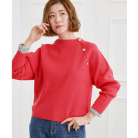 ラグランスリーブ肩釦ニット