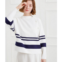 ラグランスリーブ肩釦ニット