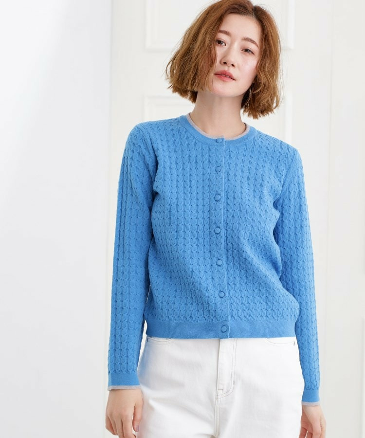 ミニケーブルクルーネックカーディガン14