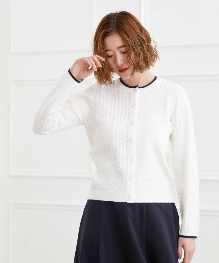 ミニケーブルクルーネックカーディガン2