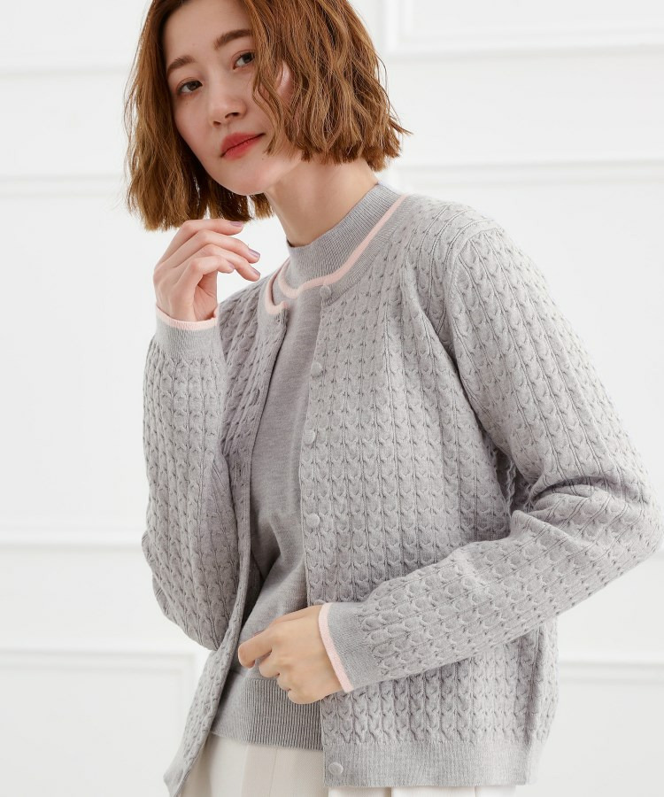 ミニケーブルクルーネックカーディガン6
