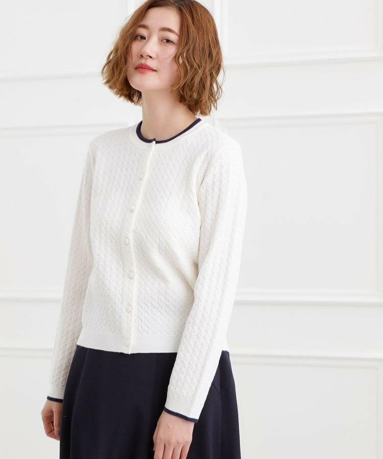 ミニケーブルクルーネックカーディガン1