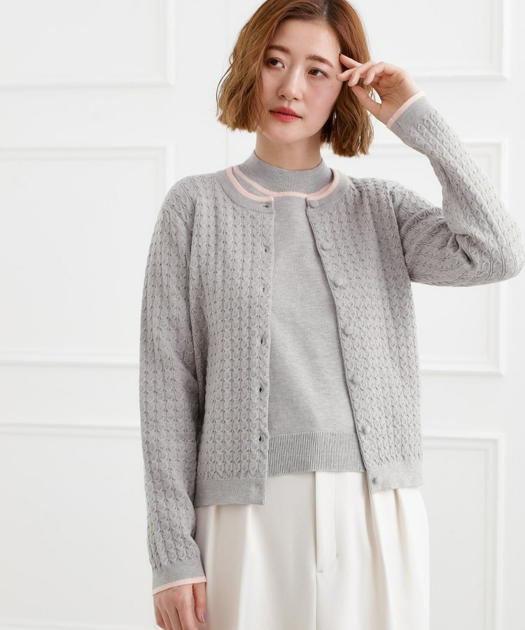 ミニケーブルクルーネックカーディガン1