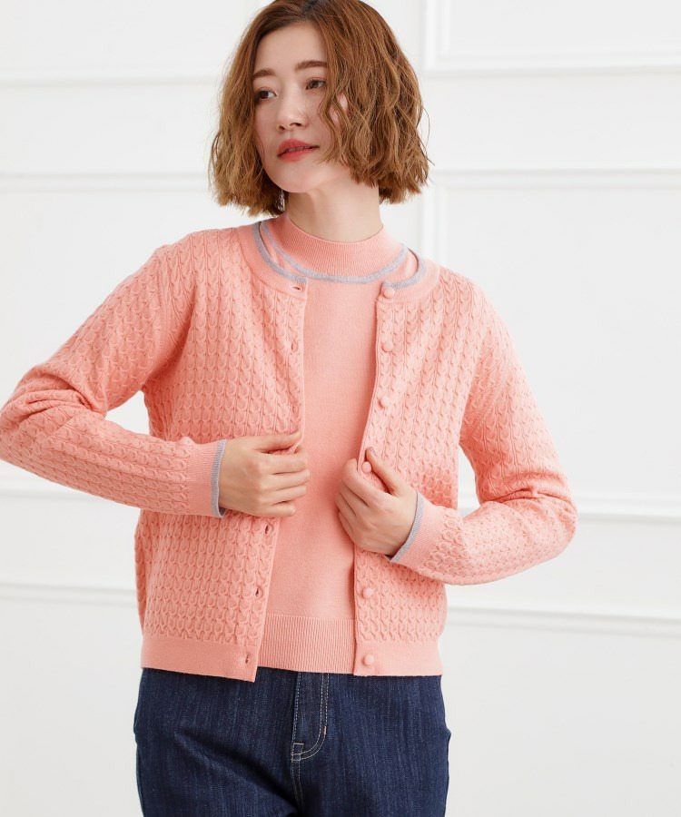 ミニケーブルクルーネックカーディガン1