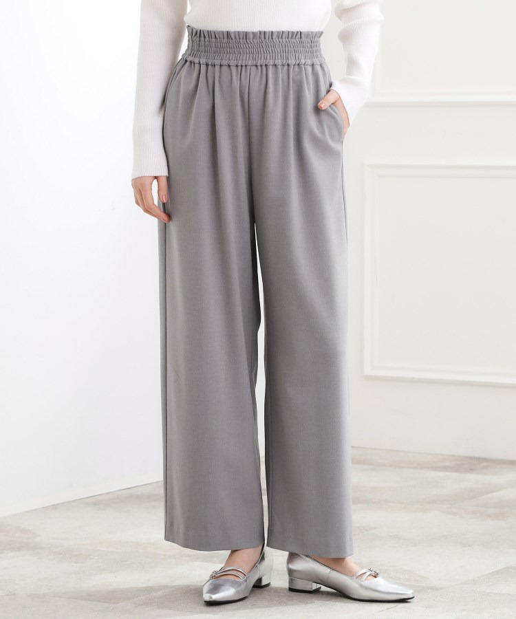 きれい見えとイージーな着心地を両立した、ウエストシャーリング ワイドパンツ14
