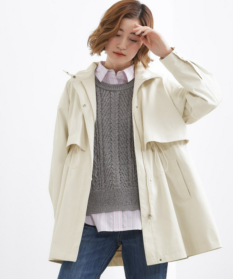 【撥水/シルエット2WAY】羽織るだけでサマになる、スタンドネックテントラインコート