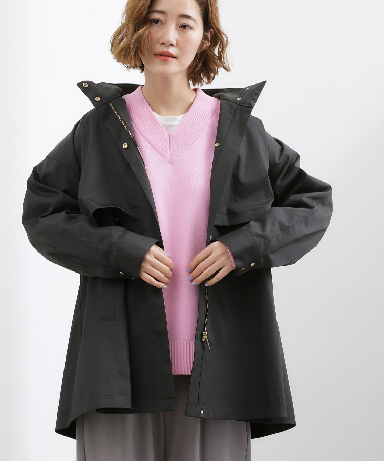 【撥水/シルエット2WAY】羽織るだけでサマになる、スタンドネックテントラインコート1