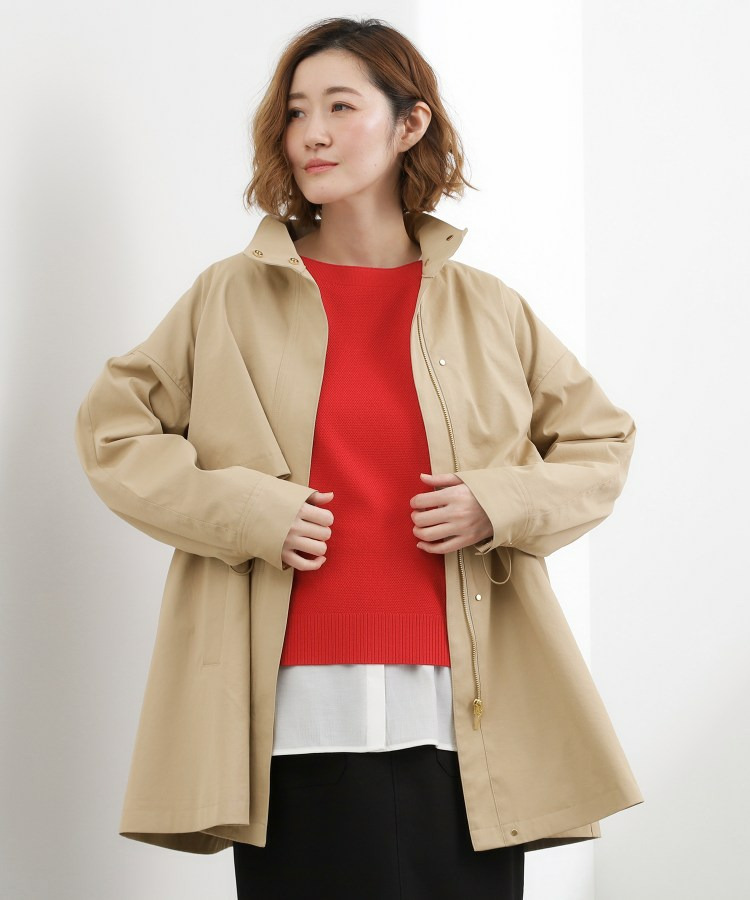 【撥水/シルエット2WAY】羽織るだけでサマになる、スタンドネックテントラインコート1