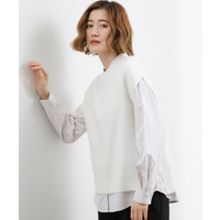 【2点SET】一枚でコーデが決まる！ニットベスト×シャツSET