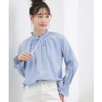 フリルカラーリボンブラウス