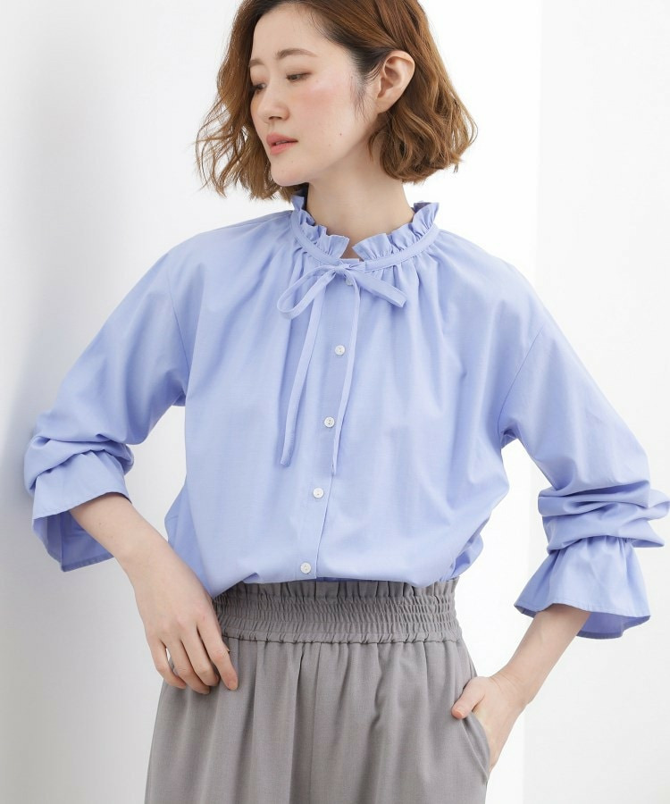 フリルカラーリボンブラウス1