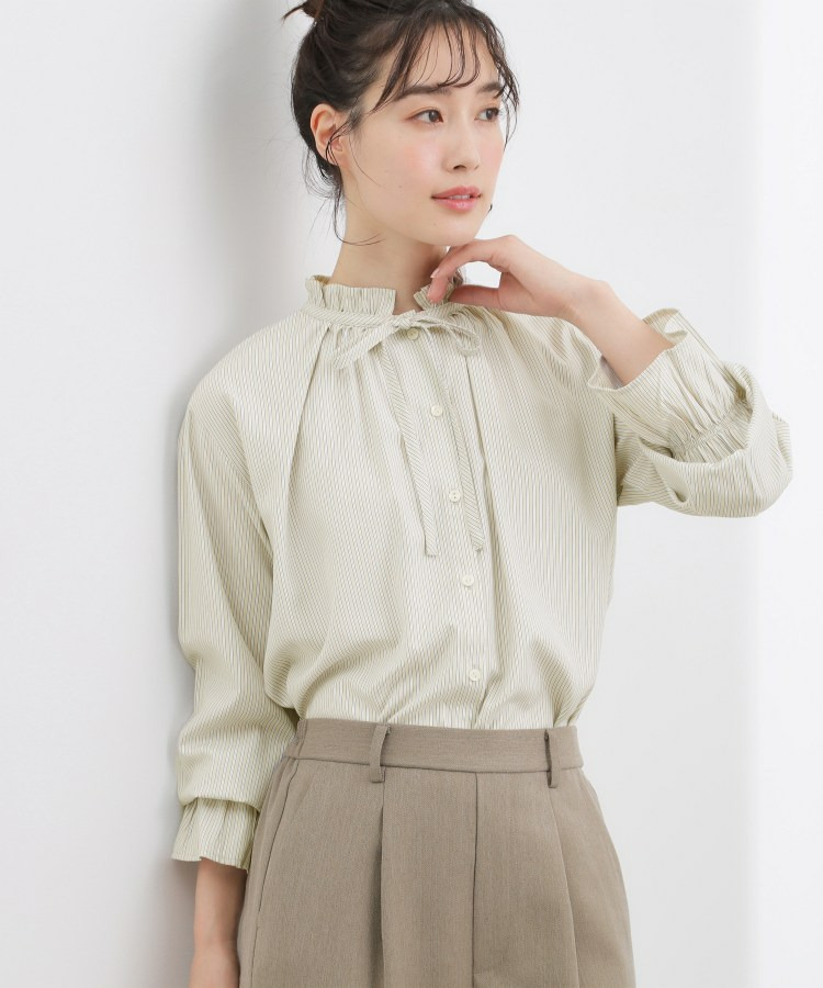 フリルカラーリボンブラウス1