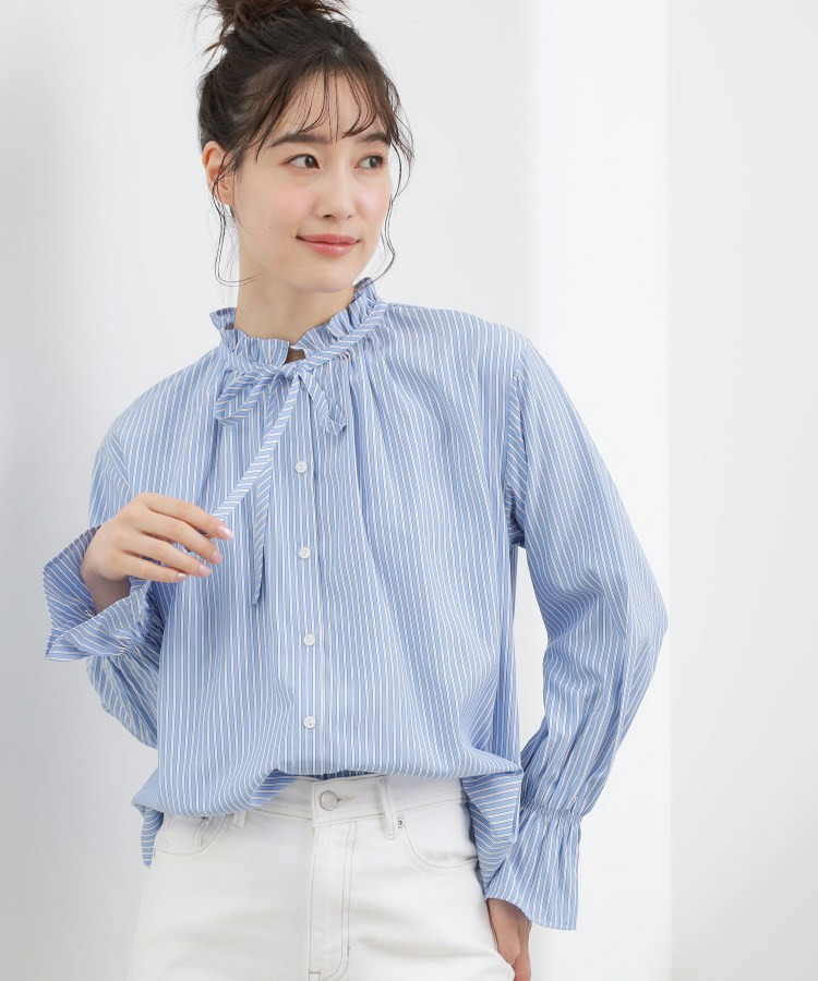 フリルカラーリボンブラウス1