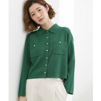 コットンブレンド襟付きカーディガン