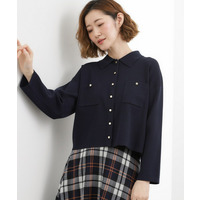 コットンブレンド襟付きカーディガン