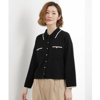 コットンブレンド襟付きカーディガン