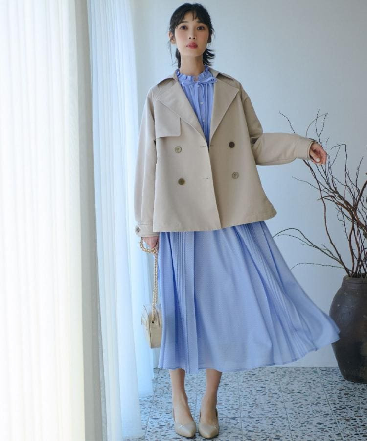 【撥水／シルエット2WAY】軽やかミドルトレンチコート