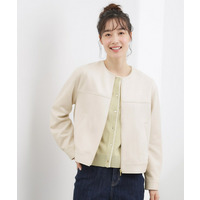 スエードライク ノーカラーブルゾン