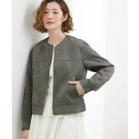 スエードライク ノーカラーブルゾン