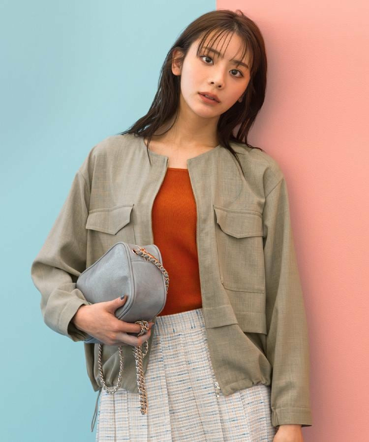 【貴島明日香さん着用・洗える】麻調ノーカラーブルゾン