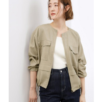 【貴島明日香さん着用・洗える】麻調ノーカラーブルゾン