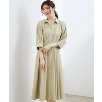 【貴島明日香さん着用・美シルエット】ウエストタック配色ワンピース