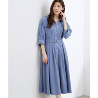 【貴島明日香さん着用・美シルエット】ウエストタック配色ワンピース