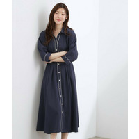 【貴島明日香さん着用・美シルエット】ウエストタック配色ワンピース