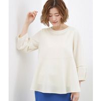 【体型カバーも叶う】麻調メッシュランタンスリーブブラウス