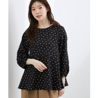 【体型カバーも叶う】麻調メッシュランタンスリーブブラウス