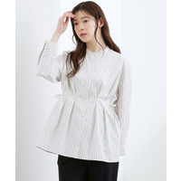 【体型カバー】ウエストタック スタンドネックシャツ