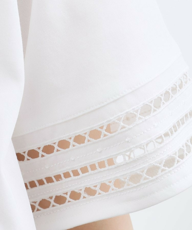 【二の腕カバー】袖口透かし刺繍Tシャツ5