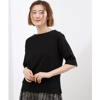【二の腕カバー/すっきり見え】きちんと素材のボートネックTシャツ