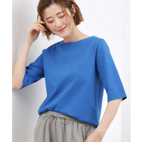 【二の腕カバー/すっきり見え】きちんと素材のボートネックTシャツ