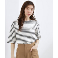 【二の腕カバー/すっきり見え・抗菌防臭/UVカット】きちんと素材のボートネックTシャツ