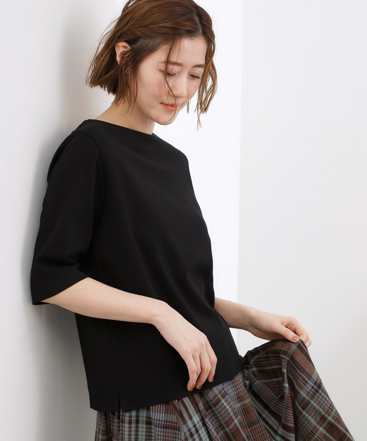 【二の腕カバー/すっきり見え】きちんと素材のボートネックTシャツ11